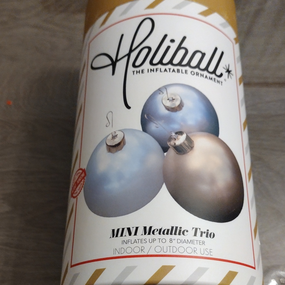 HOLIBALL Holiday Christmas Inflatable Mini Metallic Trio Ornaments